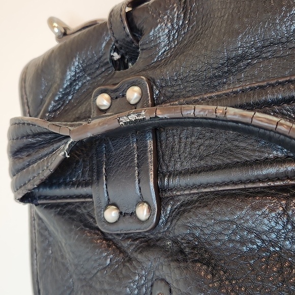 B Makowsky 100% Leather Purse Handbag Nickel Hardware Black W/Cheetah Lined EUC - Picture 13 of 13